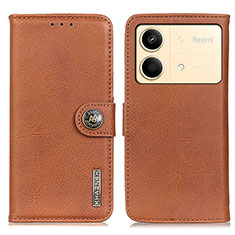 Funda de Cuero Cartera con Soporte Carcasa K02Z para Xiaomi Redmi Note 13R Pro 5G Marron