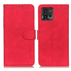 Funda de Cuero Cartera con Soporte Carcasa K03Z para Motorola Moto G72 Rojo