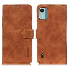 Funda de Cuero Cartera con Soporte Carcasa K03Z para Nokia C12 Marron