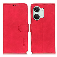 Funda de Cuero Cartera con Soporte Carcasa K03Z para OnePlus Nord 3 5G Rojo