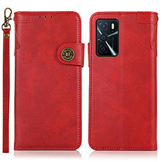 Funda de Cuero Cartera con Soporte Carcasa K03Z para Oppo A16s Rojo