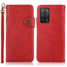 Funda de Cuero Cartera con Soporte Carcasa K03Z para Oppo A55 5G Rojo