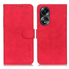 Funda de Cuero Cartera con Soporte Carcasa K03Z para Oppo A58 4G Rojo