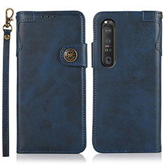 Funda de Cuero Cartera con Soporte Carcasa K03Z para Sony Xperia 1 III Azul