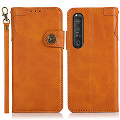 Funda de Cuero Cartera con Soporte Carcasa K03Z para Sony Xperia 1 III Marron