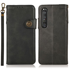 Funda de Cuero Cartera con Soporte Carcasa K03Z para Sony Xperia 1 III Negro