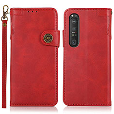 Funda de Cuero Cartera con Soporte Carcasa K03Z para Sony Xperia 1 III Rojo