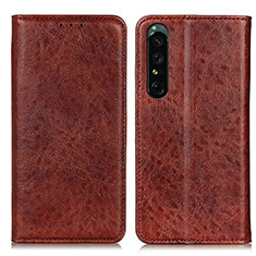 Funda de Cuero Cartera con Soporte Carcasa K03Z para Sony Xperia 1 IV Marron