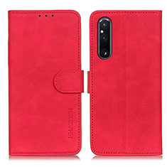 Funda de Cuero Cartera con Soporte Carcasa K03Z para Sony Xperia 1 V Rojo