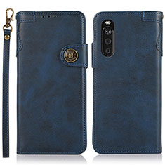 Funda de Cuero Cartera con Soporte Carcasa K03Z para Sony Xperia 10 III SO-52B Azul