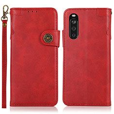 Funda de Cuero Cartera con Soporte Carcasa K03Z para Sony Xperia 10 III SO-52B Rojo