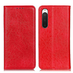 Funda de Cuero Cartera con Soporte Carcasa K03Z para Sony Xperia 10 IV SOG07 Rojo