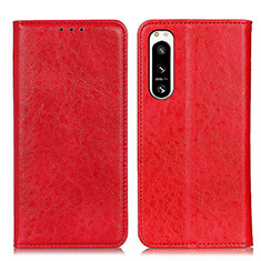 Funda de Cuero Cartera con Soporte Carcasa K03Z para Sony Xperia 5 IV Rojo