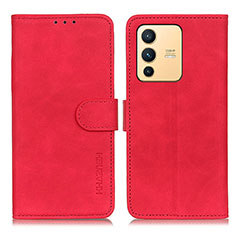 Funda de Cuero Cartera con Soporte Carcasa K03Z para Vivo V23 5G Rojo