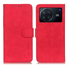 Funda de Cuero Cartera con Soporte Carcasa K03Z para Vivo X Note Rojo