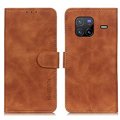 Funda de Cuero Cartera con Soporte Carcasa K03Z para Vivo X80 5G Marron