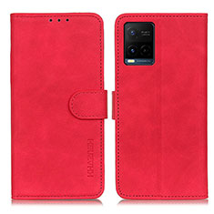 Funda de Cuero Cartera con Soporte Carcasa K03Z para Vivo Y21 Rojo