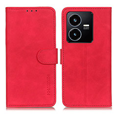 Funda de Cuero Cartera con Soporte Carcasa K03Z para Vivo Y22 Rojo