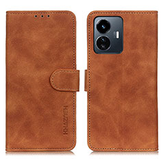 Funda de Cuero Cartera con Soporte Carcasa K03Z para Vivo Y77 5G Marron