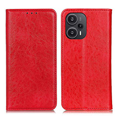 Funda de Cuero Cartera con Soporte Carcasa K03Z para Xiaomi Poco F5 5G Rojo