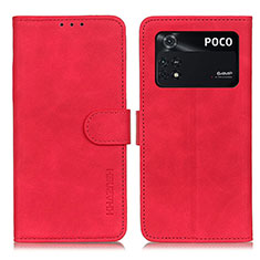 Funda de Cuero Cartera con Soporte Carcasa K03Z para Xiaomi Poco M4 Pro 4G Rojo