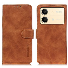 Funda de Cuero Cartera con Soporte Carcasa K03Z para Xiaomi Redmi Note 13R Pro 5G Marron