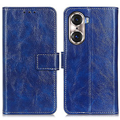 Funda de Cuero Cartera con Soporte Carcasa K04Z para Huawei Honor 60 5G Azul