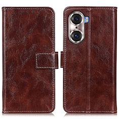 Funda de Cuero Cartera con Soporte Carcasa K04Z para Huawei Honor 60 5G Marron