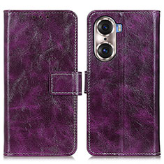 Funda de Cuero Cartera con Soporte Carcasa K04Z para Huawei Honor 60 5G Morado