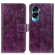 Funda de Cuero Cartera con Soporte Carcasa K04Z para Huawei Honor 90 Lite 5G Morado