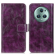 Funda de Cuero Cartera con Soporte Carcasa K04Z para Huawei Honor Magic5 Pro 5G Morado