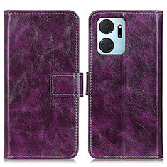 Funda de Cuero Cartera con Soporte Carcasa K04Z para Huawei Honor X7a Morado