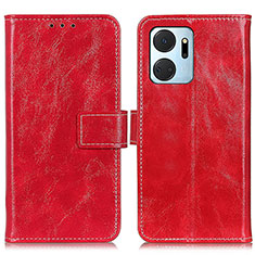 Funda de Cuero Cartera con Soporte Carcasa K04Z para Huawei Honor X7a Rojo