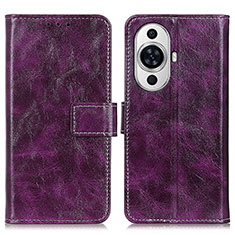 Funda de Cuero Cartera con Soporte Carcasa K04Z para Huawei Nova 11 Ultra Morado