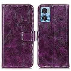 Funda de Cuero Cartera con Soporte Carcasa K04Z para Motorola Moto E22 Morado