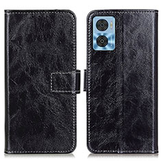 Funda de Cuero Cartera con Soporte Carcasa K04Z para Motorola Moto E22i Negro