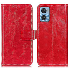 Funda de Cuero Cartera con Soporte Carcasa K04Z para Motorola Moto E22i Rojo