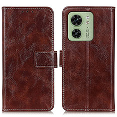 Funda de Cuero Cartera con Soporte Carcasa K04Z para Motorola Moto Edge 40 5G Marron