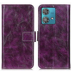 Funda de Cuero Cartera con Soporte Carcasa K04Z para Motorola Moto Edge 40 Neo 5G Morado