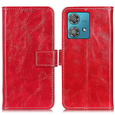 Funda de Cuero Cartera con Soporte Carcasa K04Z para Motorola Moto Edge 40 Neo 5G Rojo