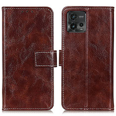 Funda de Cuero Cartera con Soporte Carcasa K04Z para Motorola Moto G72 Marron