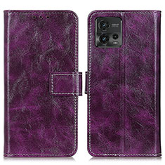 Funda de Cuero Cartera con Soporte Carcasa K04Z para Motorola Moto G72 Morado