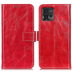 Funda de Cuero Cartera con Soporte Carcasa K04Z para Motorola Moto G72 Rojo