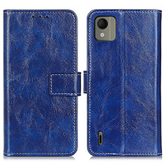 Funda de Cuero Cartera con Soporte Carcasa K04Z para Nokia C110 Azul