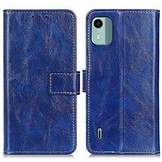 Funda de Cuero Cartera con Soporte Carcasa K04Z para Nokia C12 Azul