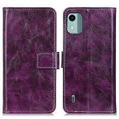 Funda de Cuero Cartera con Soporte Carcasa K04Z para Nokia C12 Plus Morado