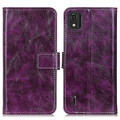 Funda de Cuero Cartera con Soporte Carcasa K04Z para Nokia C2 2nd Edition Morado