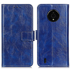 Funda de Cuero Cartera con Soporte Carcasa K04Z para Nokia C200 Azul