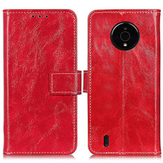 Funda de Cuero Cartera con Soporte Carcasa K04Z para Nokia C200 Rojo