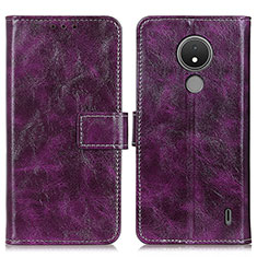 Funda de Cuero Cartera con Soporte Carcasa K04Z para Nokia C21 Morado